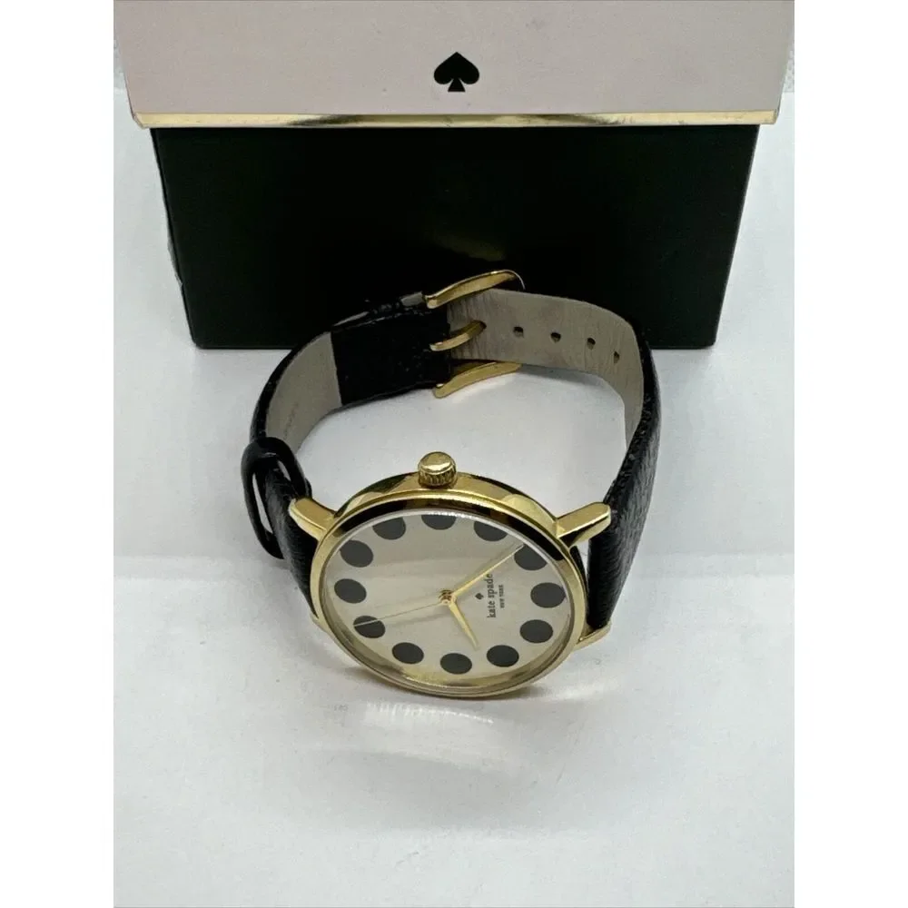 Kate Spade New York 0107 Women's Black Leather Analog Dial Quartz Watch JNA166